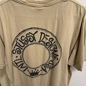 Stussy Tan Short Sleeve Tee with Black Back Logo